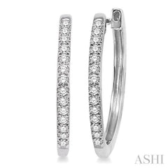 1/4 Ctw Round Cut Diamond Hoop Earrings in 10K White Gold 1/4 Ctw Round Cut Diamond Hoop Earrings in 10K White Gold