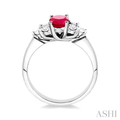 7x5mm Oval Cut Ruby and 1/3 Ctw Round Cut Diamond Ring in 14K White Gold 7x5mm Oval Cut Ruby and 1/3 Ctw Round Cut Diamond Ring in 14K White Gold
