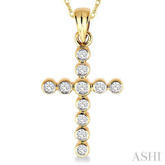 1/4 Ctw Round Cut Diamond Cross Pendant in 14K Yellow Gold with Chain 1/4 Ctw Round Cut Diamond Cross Pendant in 14K Yellow Gold with Chain