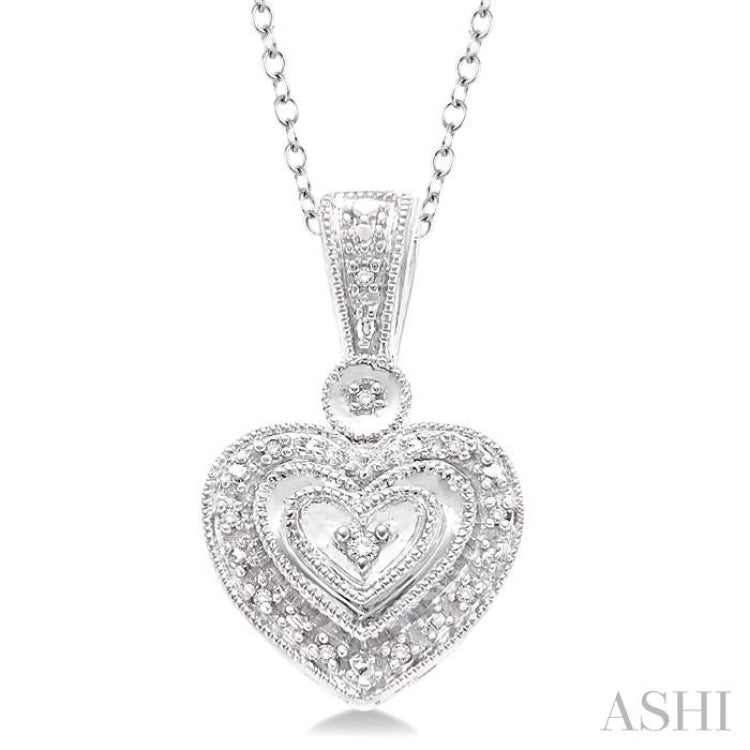 1/20 Ctw Heart Shape Single Cut Diamond Pendant in Sterling Silver with Chain 1/20 Ctw Heart Shape Single Cut Diamond Pendant in Sterling Silver with Chain