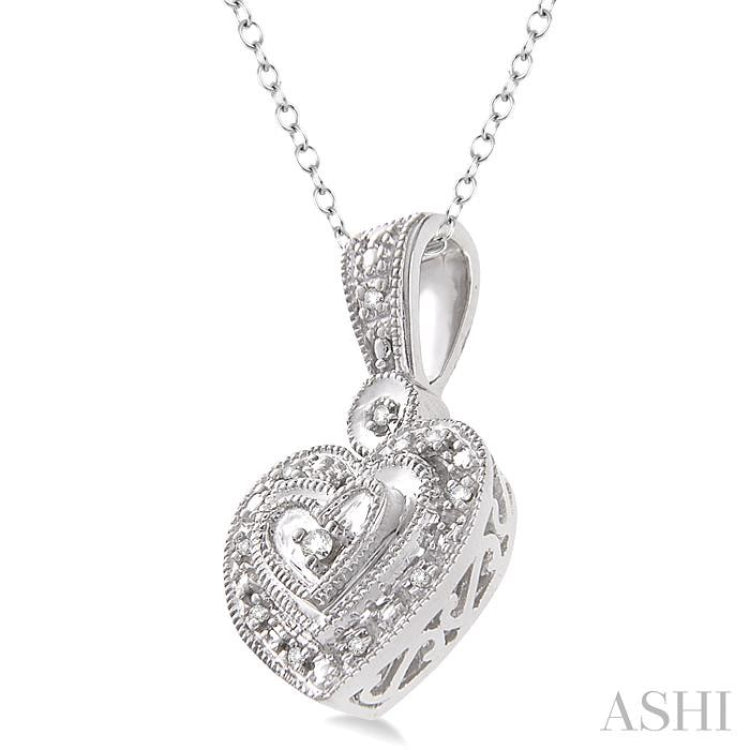 1/20 Ctw Heart Shape Single Cut Diamond Pendant in Sterling Silver with Chain 1/20 Ctw Heart Shape Single Cut Diamond Pendant in Sterling Silver with Chain