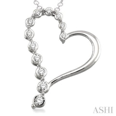 1/10 Ctw Round Cut Diamond Heart Pendant in Sterling Silver with Chain 1/10 Ctw Round Cut Diamond Heart Pendant in Sterling Silver with Chain