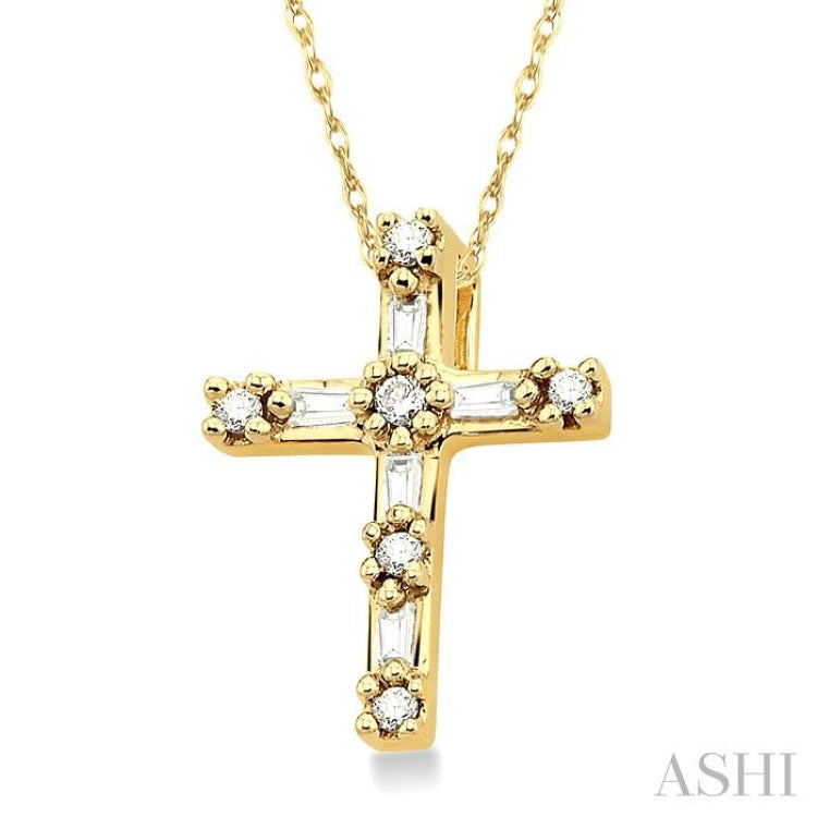 1/10 Ctw Diamond Cross Pendant in 10K Yellow Gold with Chain 1/10 Ctw Diamond Cross Pendant in 10K Yellow Gold with Chain
