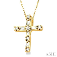 1/10 Ctw Diamond Cross Pendant in 10K Yellow Gold with Chain 1/10 Ctw Diamond Cross Pendant in 10K Yellow Gold with Chain