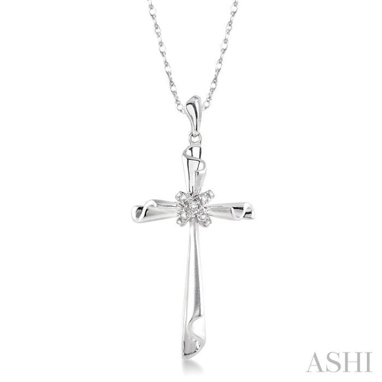 1/20 Ctw Round Cut Diamond Pendant in 14K White Gold with Chain 1/20 Ctw Round Cut Diamond Pendant in 14K White Gold with Chain