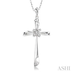 1/20 Ctw Round Cut Diamond Pendant in 14K White Gold with Chain 1/20 Ctw Round Cut Diamond Pendant in 14K White Gold with Chain