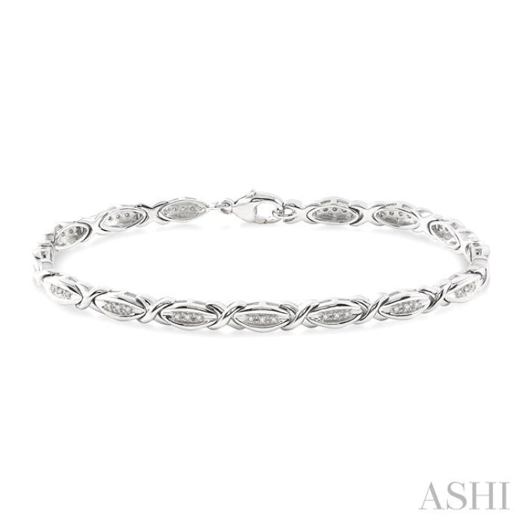 1/6 ctw 'X' Shape Single Cut Diamond Bracelet in Sterling Silver 1/6 ctw 'X' Shape Single Cut Diamond Bracelet in Sterling Silver