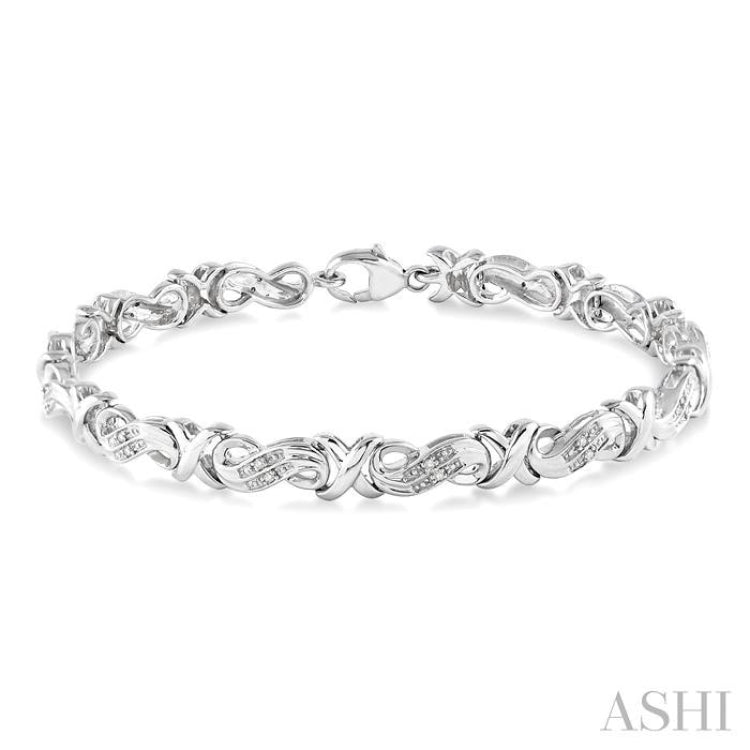 1/6 ctw Single Cut Diamond 'X' Link Bracelet in Sterling Silver 1/6 ctw Single Cut Diamond 'X' Link Bracelet in Sterling Silver