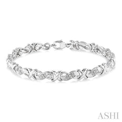 1/6 ctw Single Cut Diamond 'X' Link Bracelet in Sterling Silver 1/6 ctw Single Cut Diamond 'X' Link Bracelet in Sterling Silver