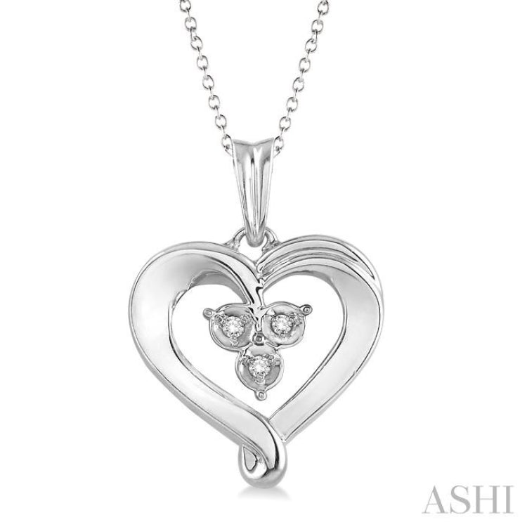 1/50 Ctw Single Cut Diamond Heart Pendant in Sterling Silver with Chain 1/50 Ctw Single Cut Diamond Heart Pendant in Sterling Silver with Chain