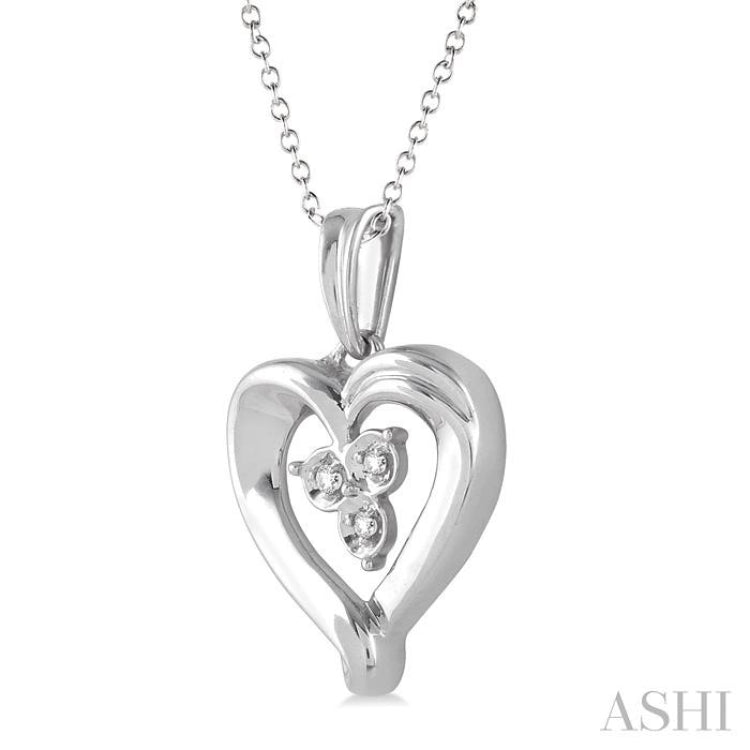 1/50 Ctw Single Cut Diamond Heart Pendant in Sterling Silver with Chain 1/50 Ctw Single Cut Diamond Heart Pendant in Sterling Silver with Chain