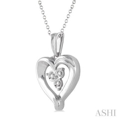 1/50 Ctw Single Cut Diamond Heart Pendant in Sterling Silver with Chain 1/50 Ctw Single Cut Diamond Heart Pendant in Sterling Silver with Chain