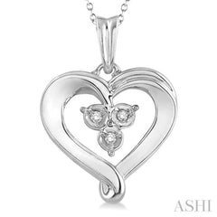 1/50 Ctw Single Cut Diamond Heart Pendant in Sterling Silver with Chain 1/50 Ctw Single Cut Diamond Heart Pendant in Sterling Silver with Chain