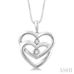 1/20 Ctw Round Cut Diamond Heart Pendant in Sterling Silver with Chain 1/20 Ctw Round Cut Diamond Heart Pendant in Sterling Silver with Chain