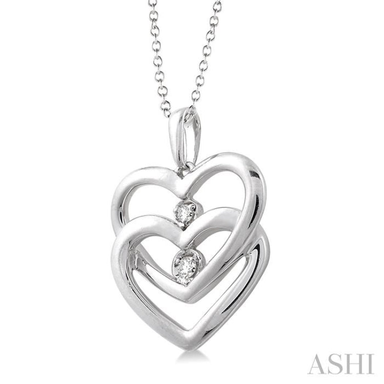 1/20 Ctw Round Cut Diamond Heart Pendant in Sterling Silver with Chain 1/20 Ctw Round Cut Diamond Heart Pendant in Sterling Silver with Chain