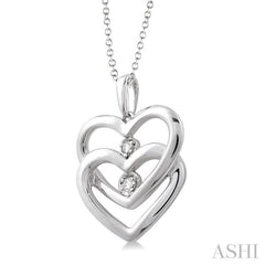1/20 Ctw Round Cut Diamond Heart Pendant in Sterling Silver with Chain 1/20 Ctw Round Cut Diamond Heart Pendant in Sterling Silver with Chain