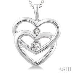 1/20 Ctw Round Cut Diamond Heart Pendant in Sterling Silver with Chain 1/20 Ctw Round Cut Diamond Heart Pendant in Sterling Silver with Chain