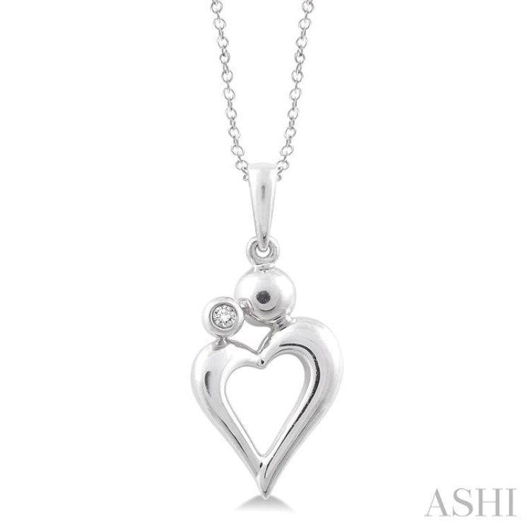 1/50 Ctw Round Cut Diamond Heart Pendant in Sterling Silver with Chain 1/50 Ctw Round Cut Diamond Heart Pendant in Sterling Silver with Chain