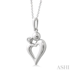 1/50 Ctw Round Cut Diamond Heart Pendant in Sterling Silver with Chain 1/50 Ctw Round Cut Diamond Heart Pendant in Sterling Silver with Chain