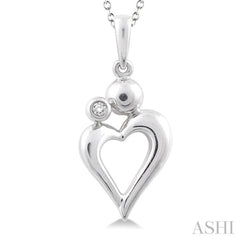 1/50 Ctw Round Cut Diamond Heart Pendant in Sterling Silver with Chain 1/50 Ctw Round Cut Diamond Heart Pendant in Sterling Silver with Chain