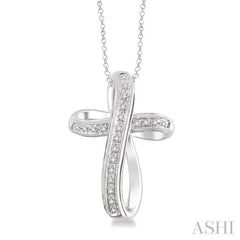 1/10 Ctw Single Cut Diamond Cross Pendant in Sterling Silver with Chain 1/10 Ctw Single Cut Diamond Cross Pendant in Sterling Silver with Chain