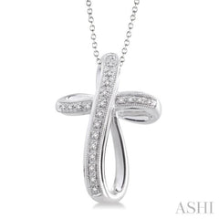 1/10 Ctw Single Cut Diamond Cross Pendant in Sterling Silver with Chain 1/10 Ctw Single Cut Diamond Cross Pendant in Sterling Silver with Chain