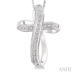 1/10 Ctw Single Cut Diamond Cross Pendant in Sterling Silver with Chain 1/10 Ctw Single Cut Diamond Cross Pendant in Sterling Silver with Chain