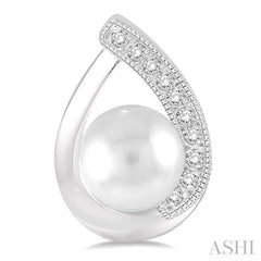 6x6 MM Cultured Pearls and 1/10 ctw Single Cut Diamond Earrings in Sterling Silver 6x6 MM Cultured Pearls and 1/10 ctw Single Cut Diamond Earrings in Sterling Silver