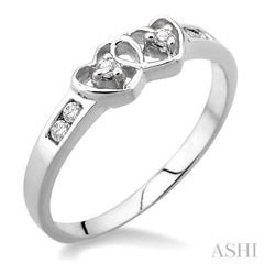 1/10 Ctw Round Cut Diamond Twin Heart Ring in Sterling Silver 1/10 Ctw Round Cut Diamond Twin Heart Ring in Sterling Silver
