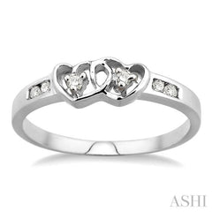 1/10 Ctw Round Cut Diamond Twin Heart Ring in Sterling Silver 1/10 Ctw Round Cut Diamond Twin Heart Ring in Sterling Silver