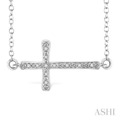 1/20 Ctw Round Cut Diamond Cross Pendant in Sterling Silver with Chain 1/20 Ctw Round Cut Diamond Cross Pendant in Sterling Silver with Chain