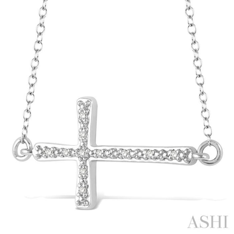 1/20 Ctw Round Cut Diamond Cross Pendant in Sterling Silver with Chain 1/20 Ctw Round Cut Diamond Cross Pendant in Sterling Silver with Chain