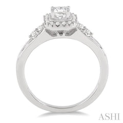 1/2 ctw Diamond Engagement Ring with 1/4 ct Princess Cut Center Stone in 14K White Gold 1/2 ctw Diamond Engagement Ring with 1/4 ct Princess Cut Center Stone in 14K White Gold