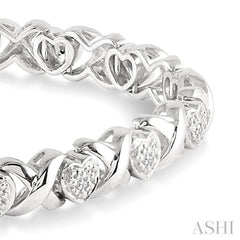 1/10 Ctw 'X' and Heart Shape Single Cut Diamond Bracelet in Sterling Silver 1/10 Ctw 'X' and Heart Shape Single Cut Diamond Bracelet in Sterling Silver