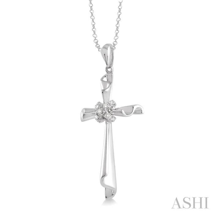 1/20 Ctw Single Cut Diamond Cross Pendant in Sterling Silver with Chain 1/20 Ctw Single Cut Diamond Cross Pendant in Sterling Silver with Chain