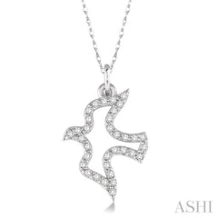 1/6 Ctw Single Cut Diamond Dove Petite Pendant in 14K White Gold with Chain 1/6 Ctw Single Cut Diamond Dove Petite Pendant in 14K White Gold with Chain