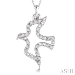 1/6 Ctw Single Cut Diamond Dove Petite Pendant in 14K White Gold with Chain 1/6 Ctw Single Cut Diamond Dove Petite Pendant in 14K White Gold with Chain