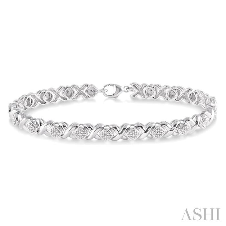 1/10 ctw 'X' and SQ Single Cut Diamond Bracelet in Sterling Silver 1/10 ctw 'X' and SQ Single Cut Diamond Bracelet in Sterling Silver
