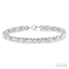 1/10 ctw 'X' and SQ Single Cut Diamond Bracelet in Sterling Silver 1/10 ctw 'X' and SQ Single Cut Diamond Bracelet in Sterling Silver