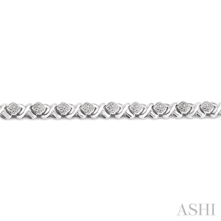 1/10 ctw 'X' and SQ Single Cut Diamond Bracelet in Sterling Silver 1/10 ctw 'X' and SQ Single Cut Diamond Bracelet in Sterling Silver
