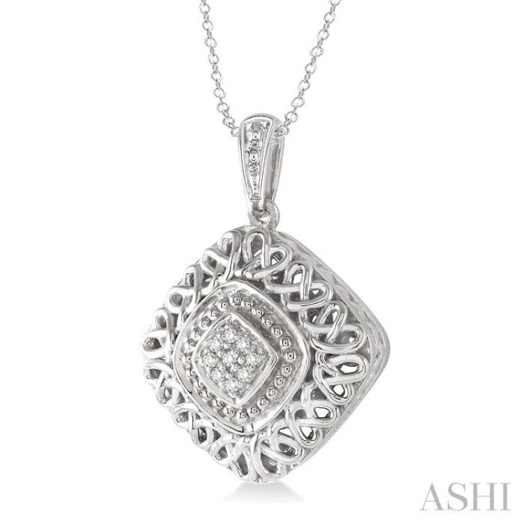 1/20 Ctw Cushion Shape Single Cut Diamond Pendant in Sterling Silver with Chain 1/20 Ctw Cushion Shape Single Cut Diamond Pendant in Sterling Silver with Chain