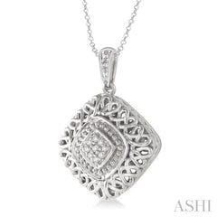 1/20 Ctw Cushion Shape Single Cut Diamond Pendant in Sterling Silver with Chain 1/20 Ctw Cushion Shape Single Cut Diamond Pendant in Sterling Silver with Chain