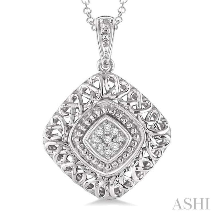 1/20 Ctw Cushion Shape Single Cut Diamond Pendant in Sterling Silver with Chain 1/20 Ctw Cushion Shape Single Cut Diamond Pendant in Sterling Silver with Chain