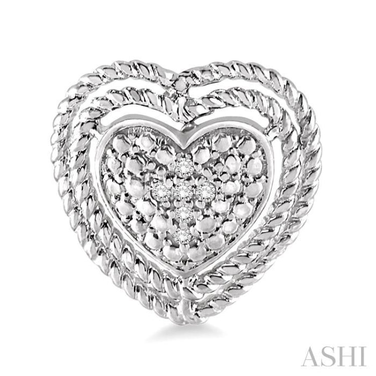 1/20 Ctw Single Cut Diamond Heart Earrings in Sterling Silver 1/20 Ctw Single Cut Diamond Heart Earrings in Sterling Silver