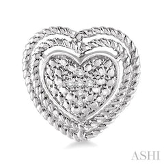 1/20 Ctw Single Cut Diamond Heart Earrings in Sterling Silver 1/20 Ctw Single Cut Diamond Heart Earrings in Sterling Silver