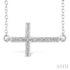 1/50 Ctw Round Cut Diamond Cross Pendant in Sterling Silver with Chain 1/50 Ctw Round Cut Diamond Cross Pendant in Sterling Silver with Chain