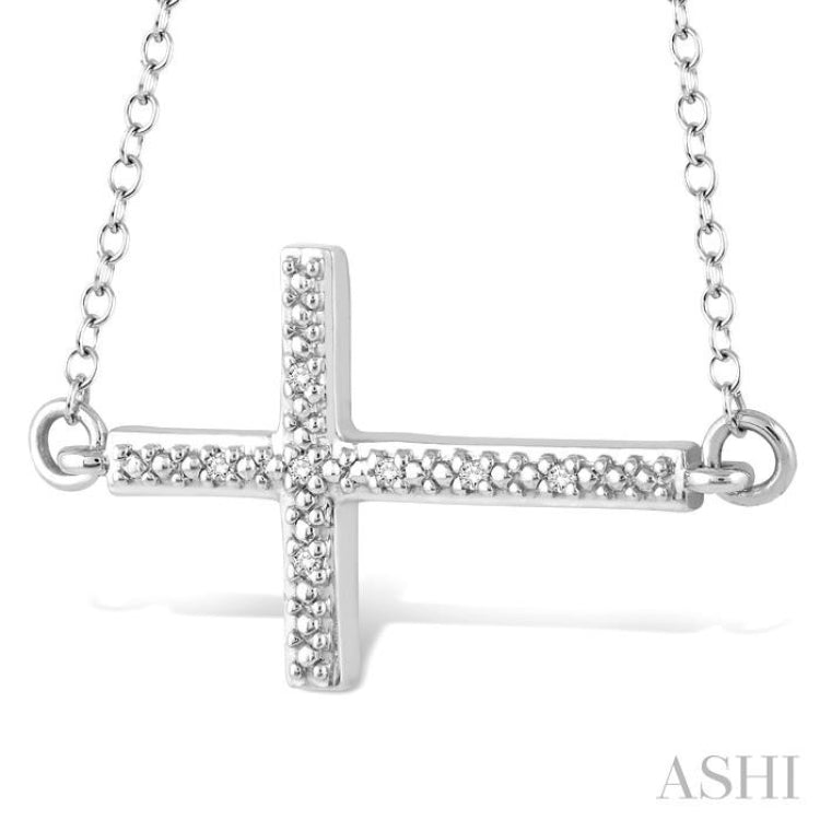 1/50 Ctw Round Cut Diamond Cross Pendant in Sterling Silver with Chain 1/50 Ctw Round Cut Diamond Cross Pendant in Sterling Silver with Chain