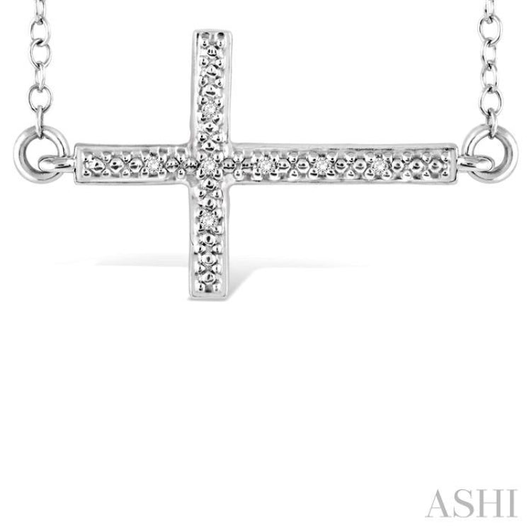 1/50 Ctw Round Cut Diamond Cross Pendant in Sterling Silver with Chain 1/50 Ctw Round Cut Diamond Cross Pendant in Sterling Silver with Chain
