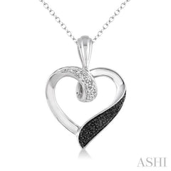 1/8 Ctw White and Black Diamond Heart Shape Pendant in Sterling Silver with Chain 1/8 Ctw White and Black Diamond Heart Shape Pendant in Sterling Silver with Chain
