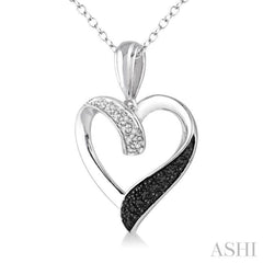 1/8 Ctw White and Black Diamond Heart Shape Pendant in Sterling Silver with Chain 1/8 Ctw White and Black Diamond Heart Shape Pendant in Sterling Silver with Chain